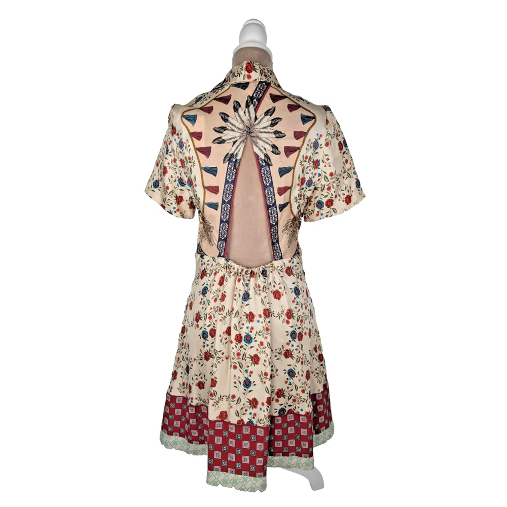 Sandro Ayeon Open Back Floral Silk Twill Mini Shirt Dress Sz 8 Western Boho - Picture 3 of 15